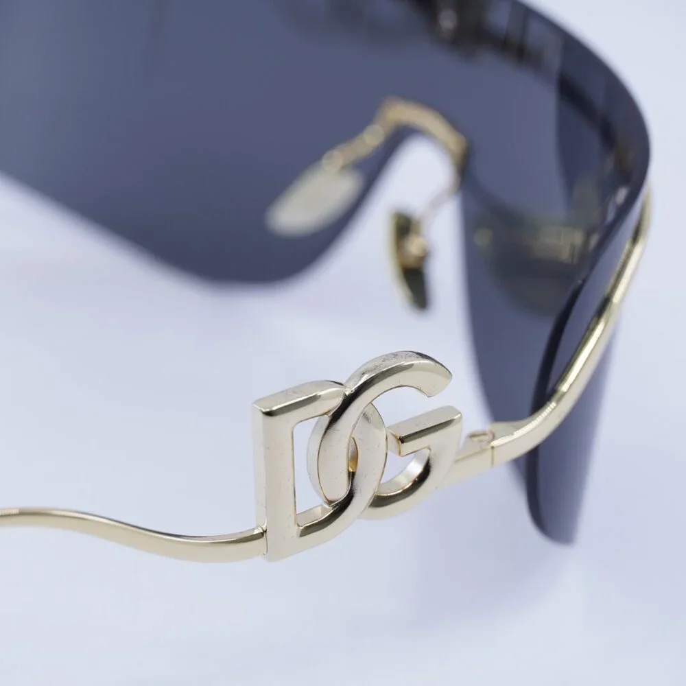 Dolce & Gabbana DG2320 02/87 Sunglasses Shiny Gold Shield Frame, Grey Lenses